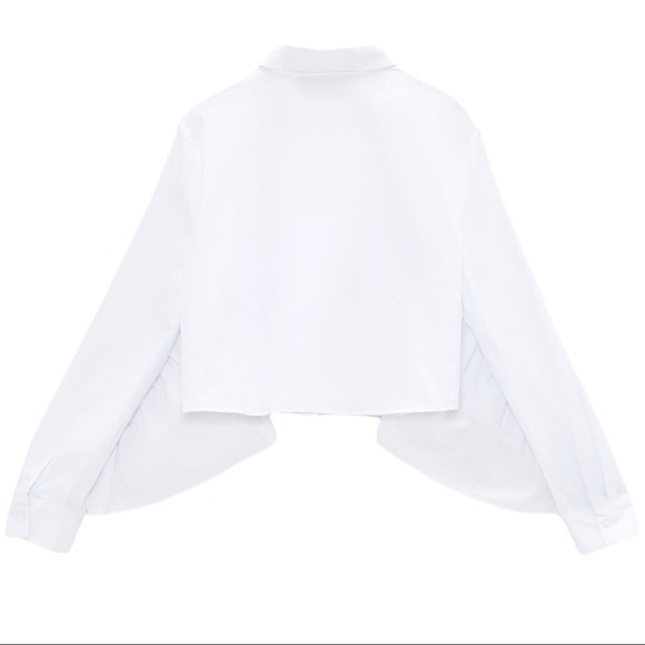 ZARA Frilly Exaggerated Ruffle Sleeve Poplin Button Down Cotton Pirate Blouse - Picture 5 of 13